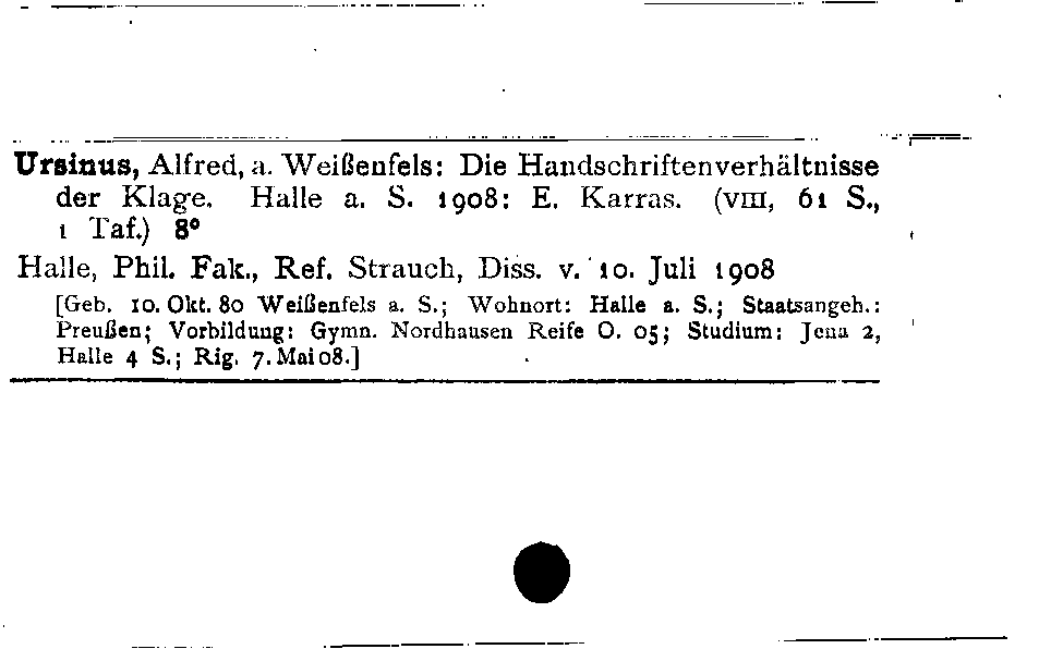 [Katalogkarte Dissertationenkatalog bis 1980]