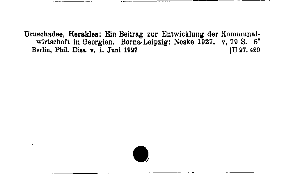 [Katalogkarte Dissertationenkatalog bis 1980]