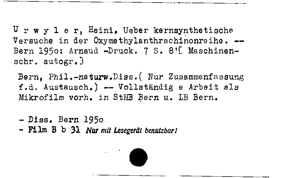 [Katalogkarte Dissertationenkatalog bis 1980]