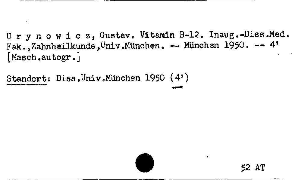 [Katalogkarte Dissertationenkatalog bis 1980]