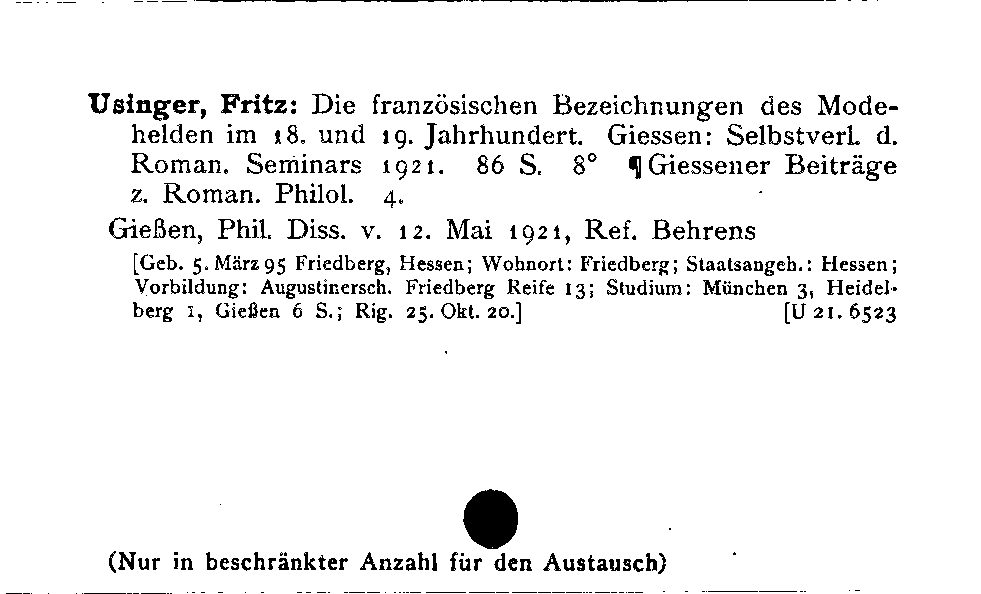 [Katalogkarte Dissertationenkatalog bis 1980]