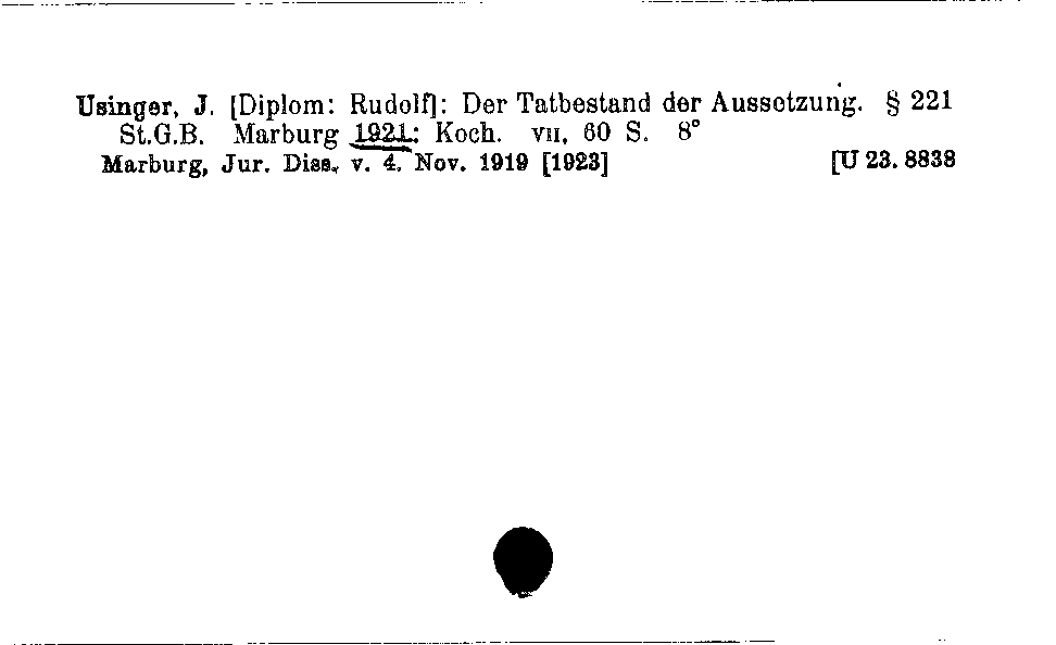 [Katalogkarte Dissertationenkatalog bis 1980]