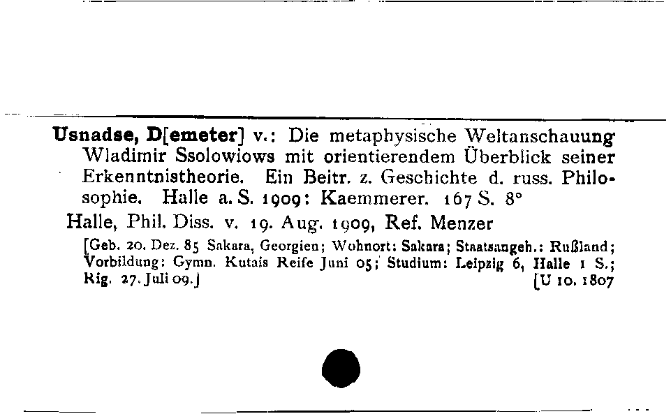 [Katalogkarte Dissertationenkatalog bis 1980]