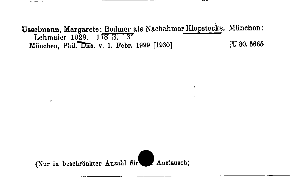 [Katalogkarte Dissertationenkatalog bis 1980]