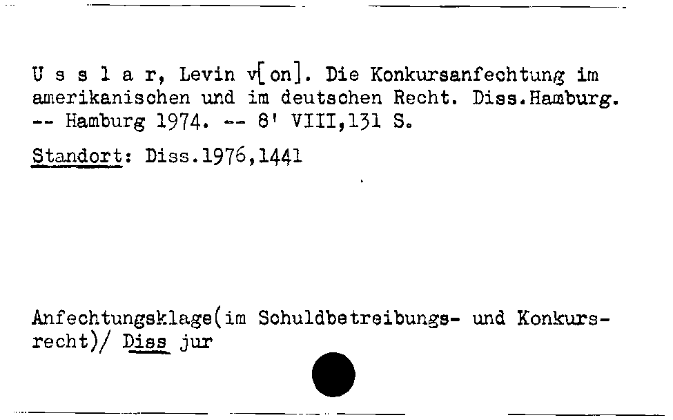 [Katalogkarte Dissertationenkatalog bis 1980]