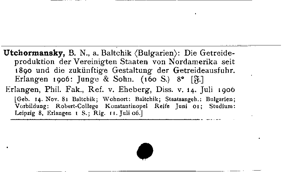 [Katalogkarte Dissertationenkatalog bis 1980]