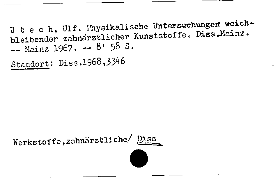 [Katalogkarte Dissertationenkatalog bis 1980]