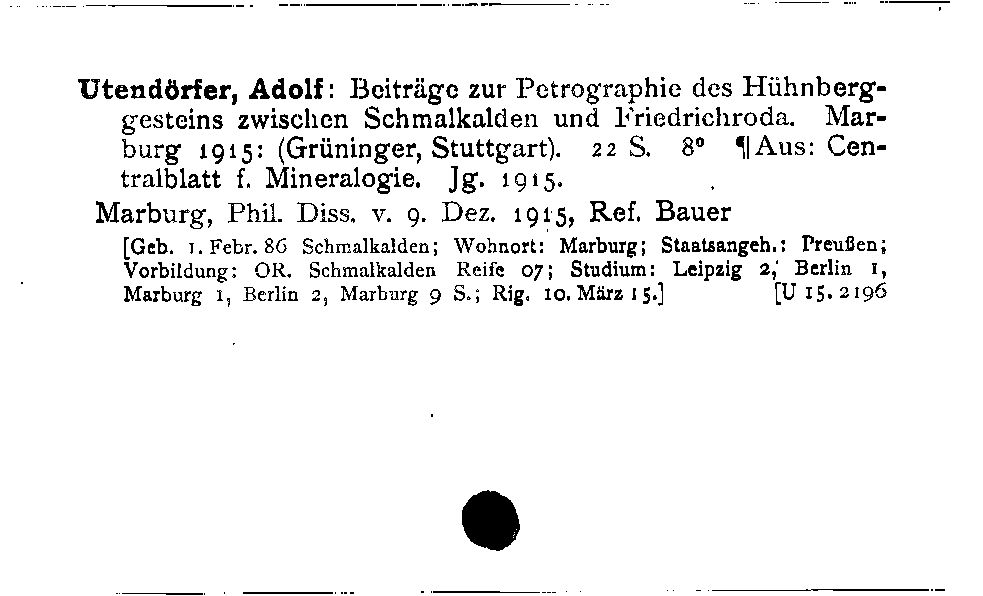 [Katalogkarte Dissertationenkatalog bis 1980]