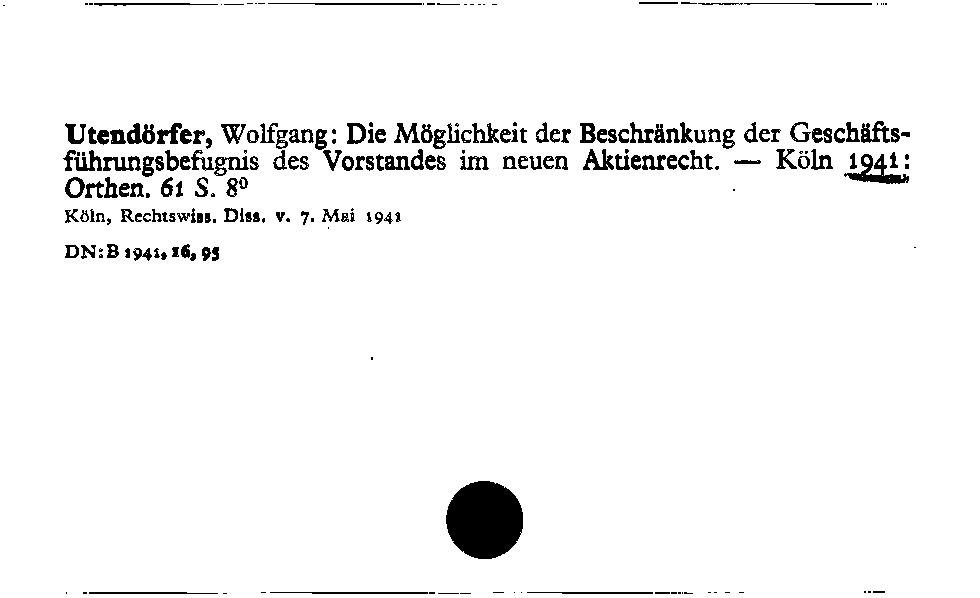 [Katalogkarte Dissertationenkatalog bis 1980]