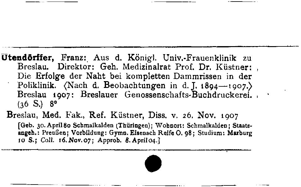 [Katalogkarte Dissertationenkatalog bis 1980]