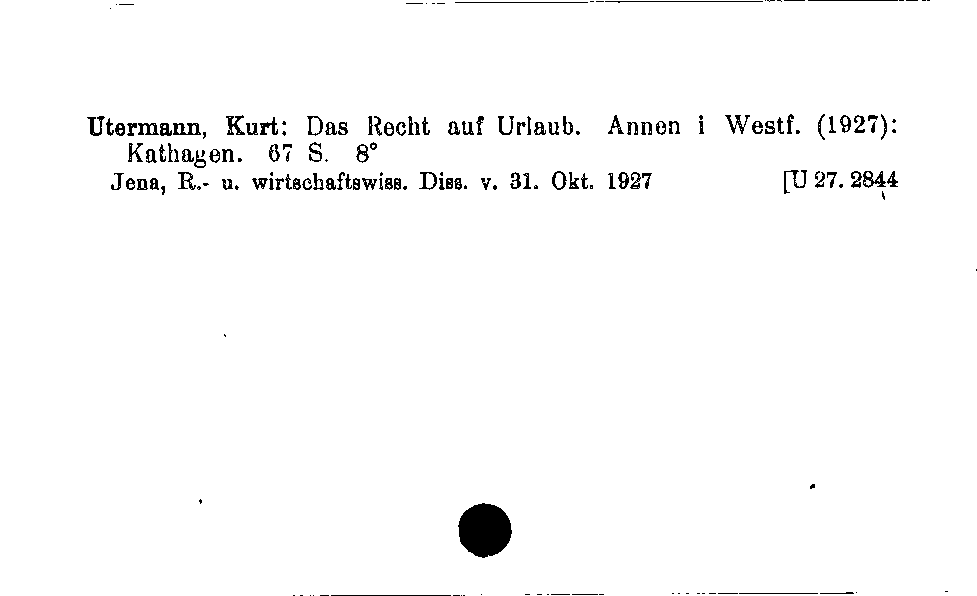 [Katalogkarte Dissertationenkatalog bis 1980]