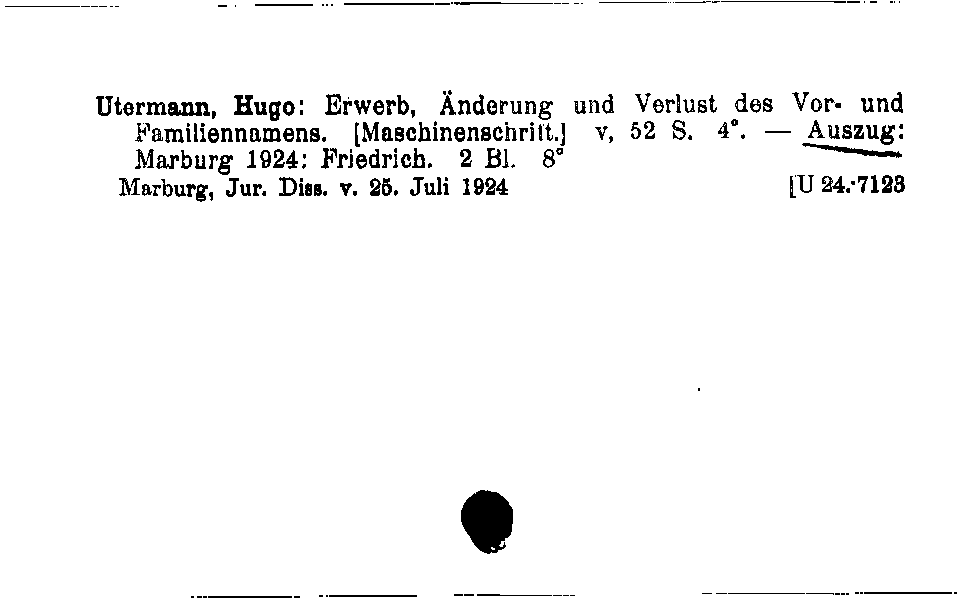 [Katalogkarte Dissertationenkatalog bis 1980]