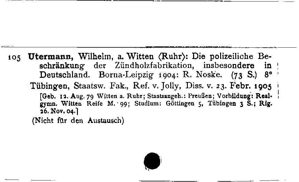 [Katalogkarte Dissertationenkatalog bis 1980]