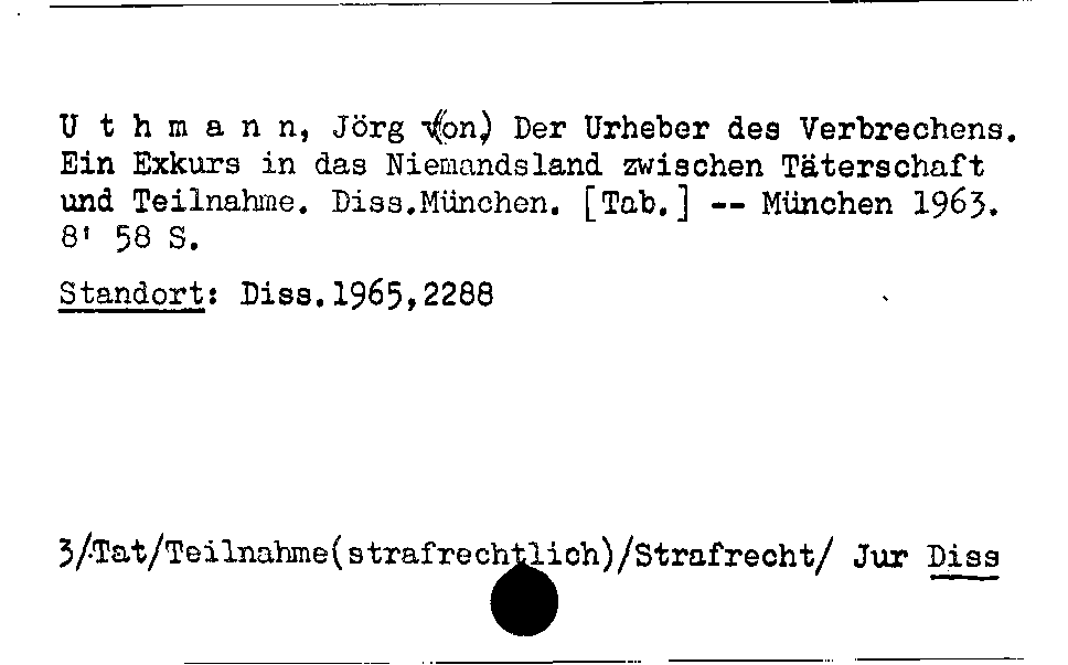 [Katalogkarte Dissertationenkatalog bis 1980]