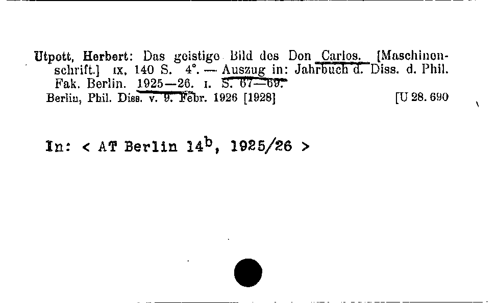 [Katalogkarte Dissertationenkatalog bis 1980]