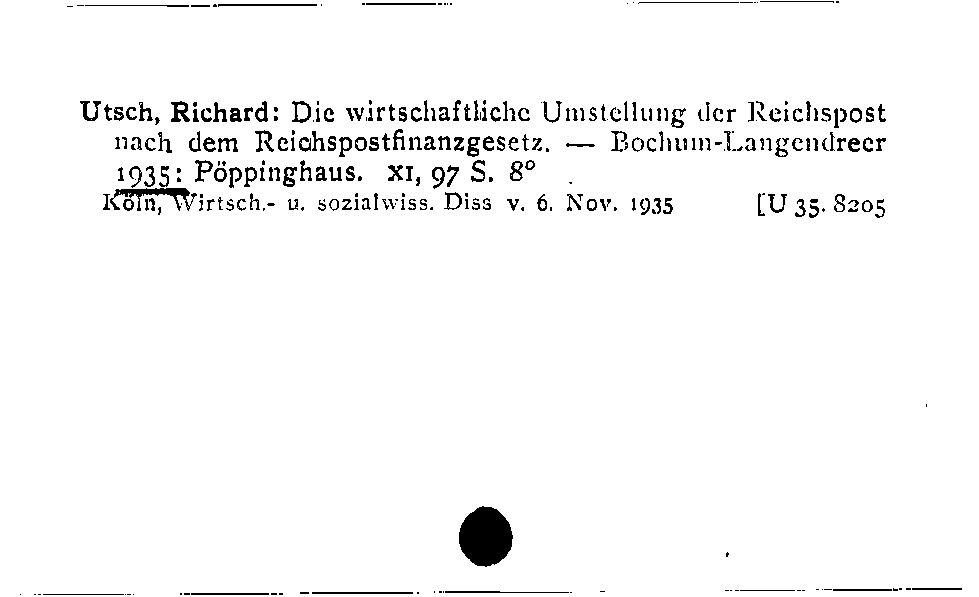 [Katalogkarte Dissertationenkatalog bis 1980]