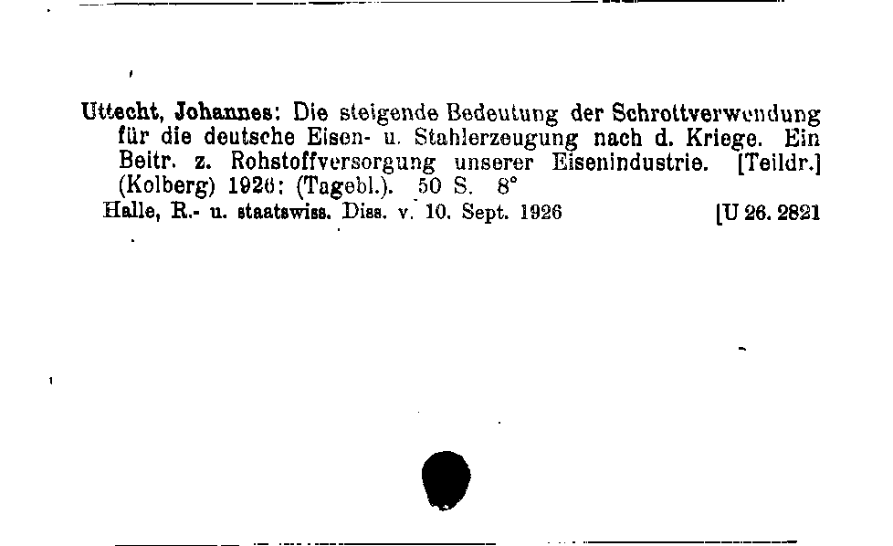 [Katalogkarte Dissertationenkatalog bis 1980]