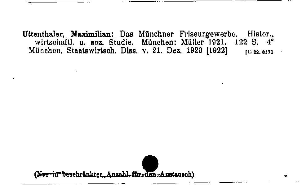 [Katalogkarte Dissertationenkatalog bis 1980]