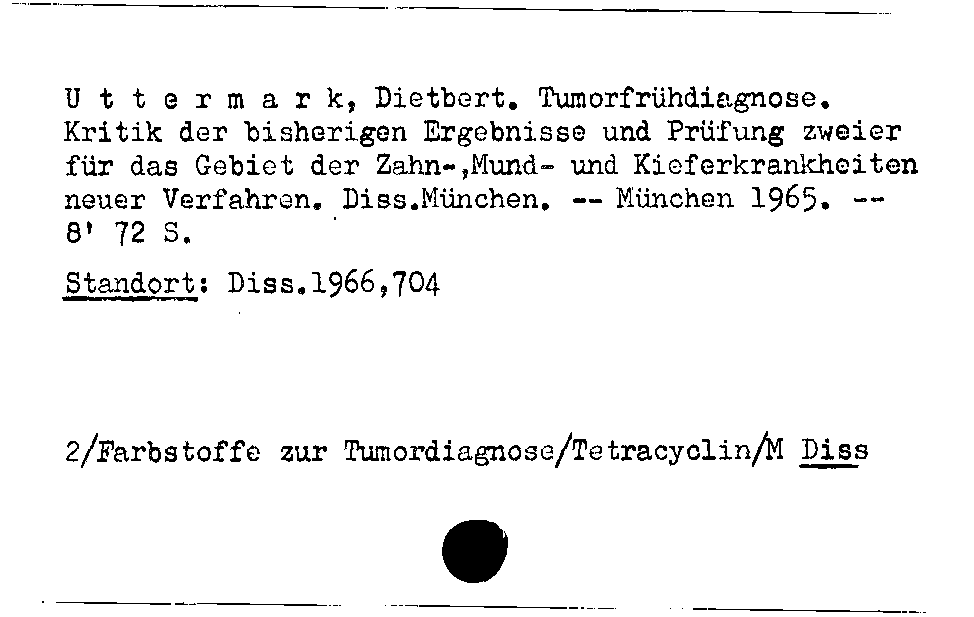 [Katalogkarte Dissertationenkatalog bis 1980]