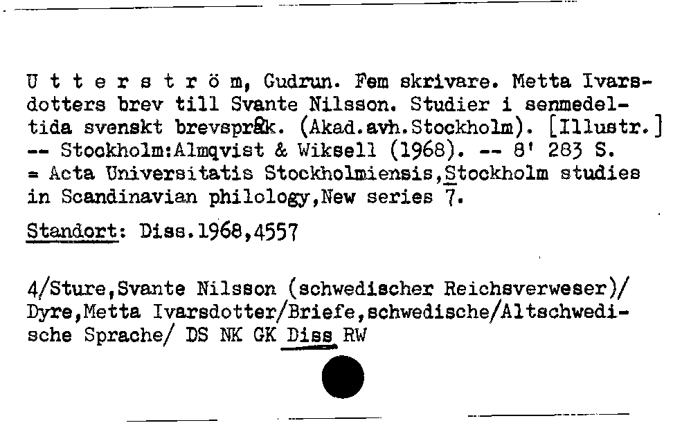 [Katalogkarte Dissertationenkatalog bis 1980]