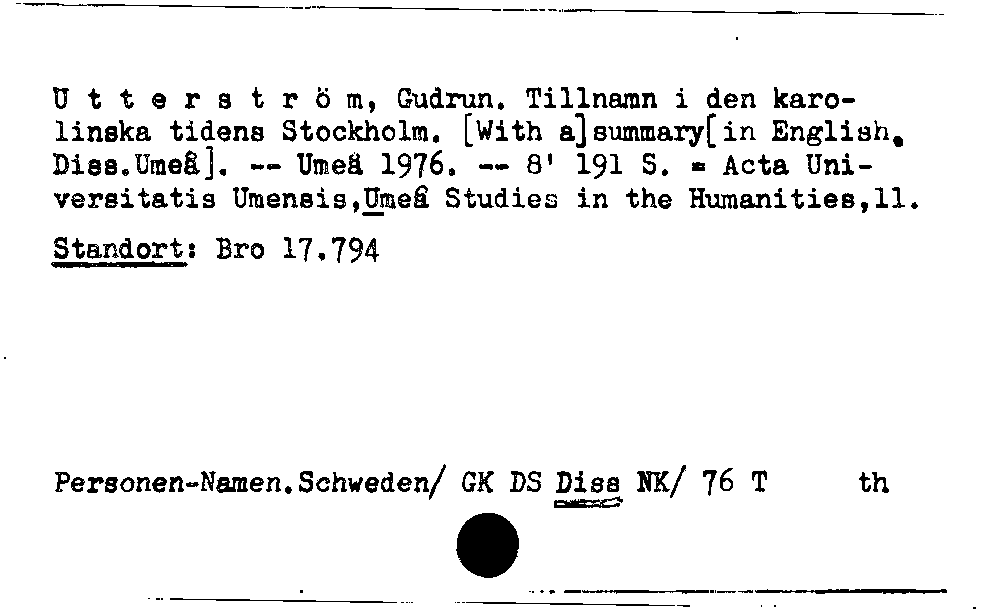 [Katalogkarte Dissertationenkatalog bis 1980]