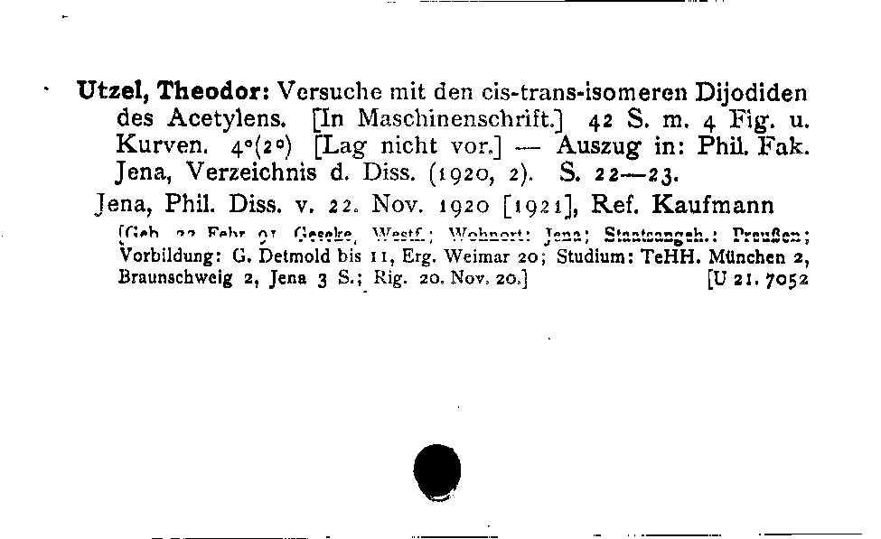 [Katalogkarte Dissertationenkatalog bis 1980]