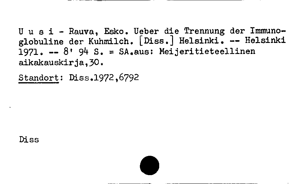 [Katalogkarte Dissertationenkatalog bis 1980]