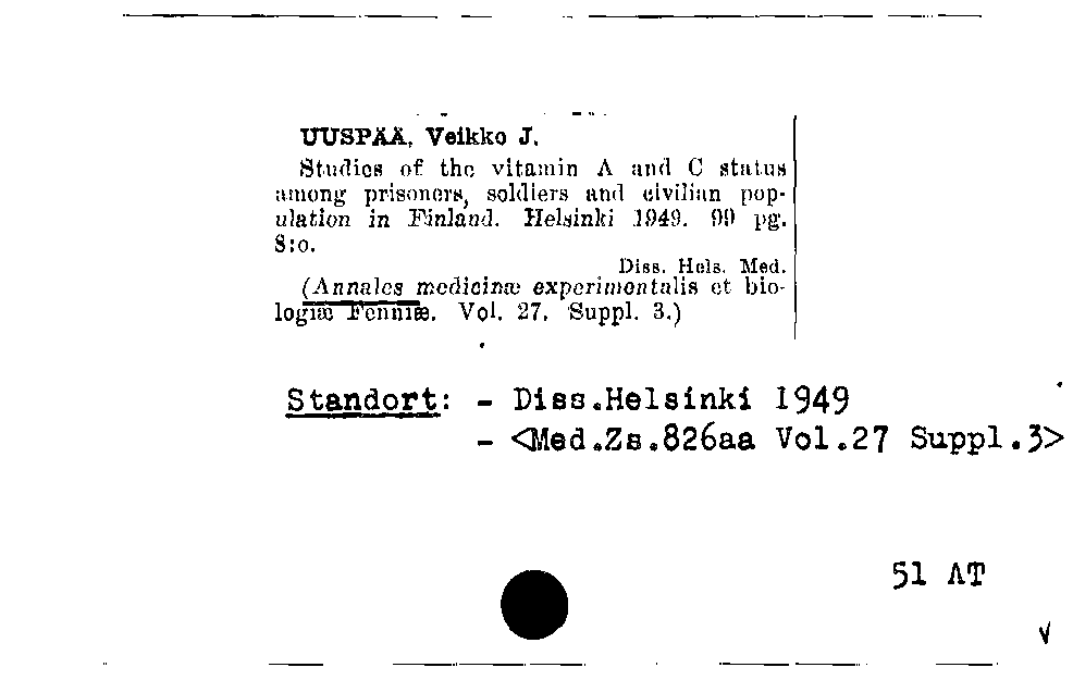 [Katalogkarte Dissertationenkatalog bis 1980]