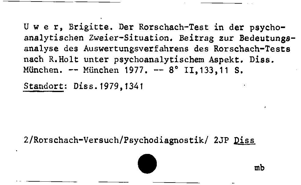 [Katalogkarte Dissertationenkatalog bis 1980]