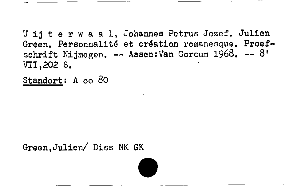 [Katalogkarte Dissertationenkatalog bis 1980]