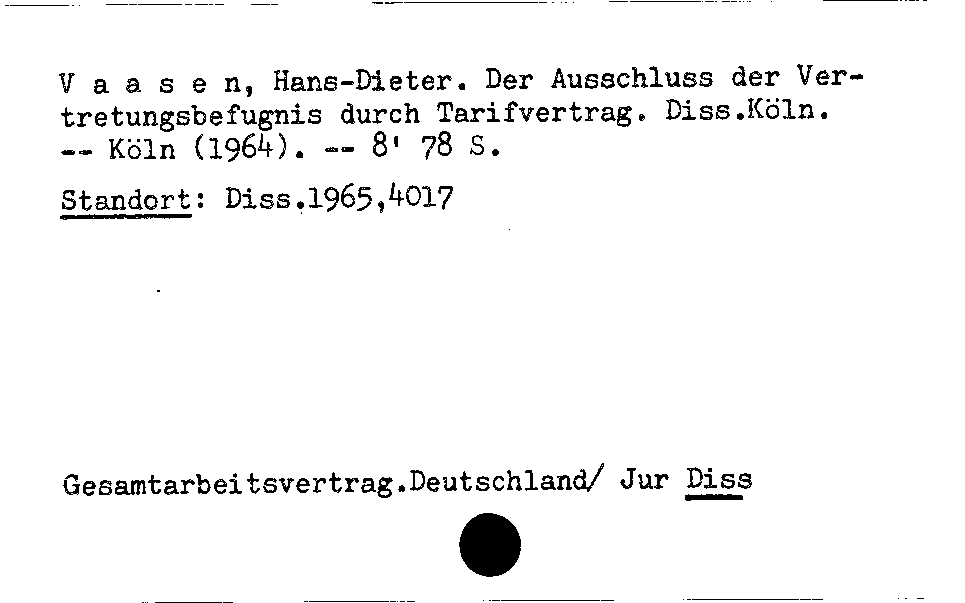 [Katalogkarte Dissertationenkatalog bis 1980]