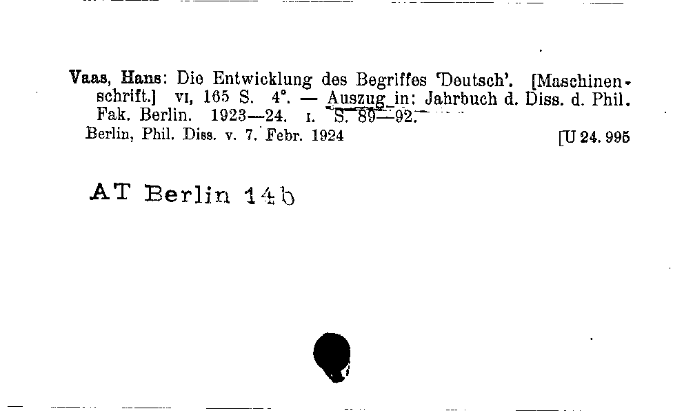 [Katalogkarte Dissertationenkatalog bis 1980]