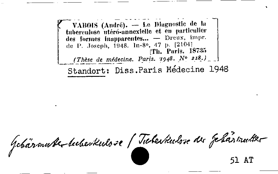 [Katalogkarte Dissertationenkatalog bis 1980]