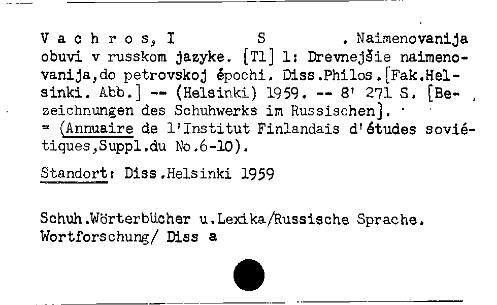 [Katalogkarte Dissertationenkatalog bis 1980]