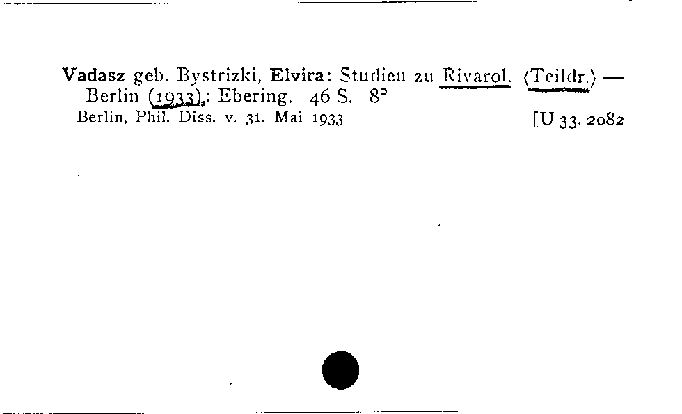 [Katalogkarte Dissertationenkatalog bis 1980]