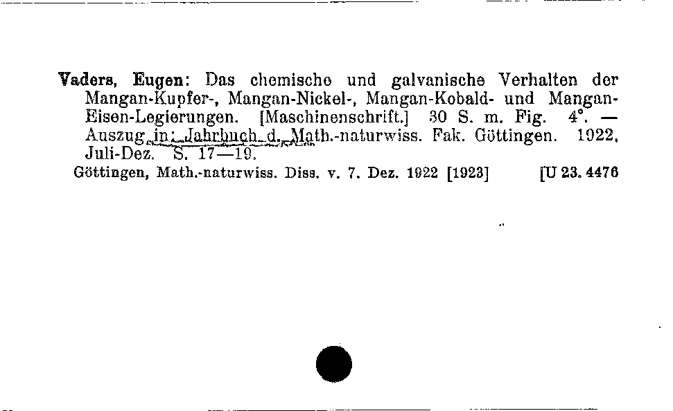 [Katalogkarte Dissertationenkatalog bis 1980]