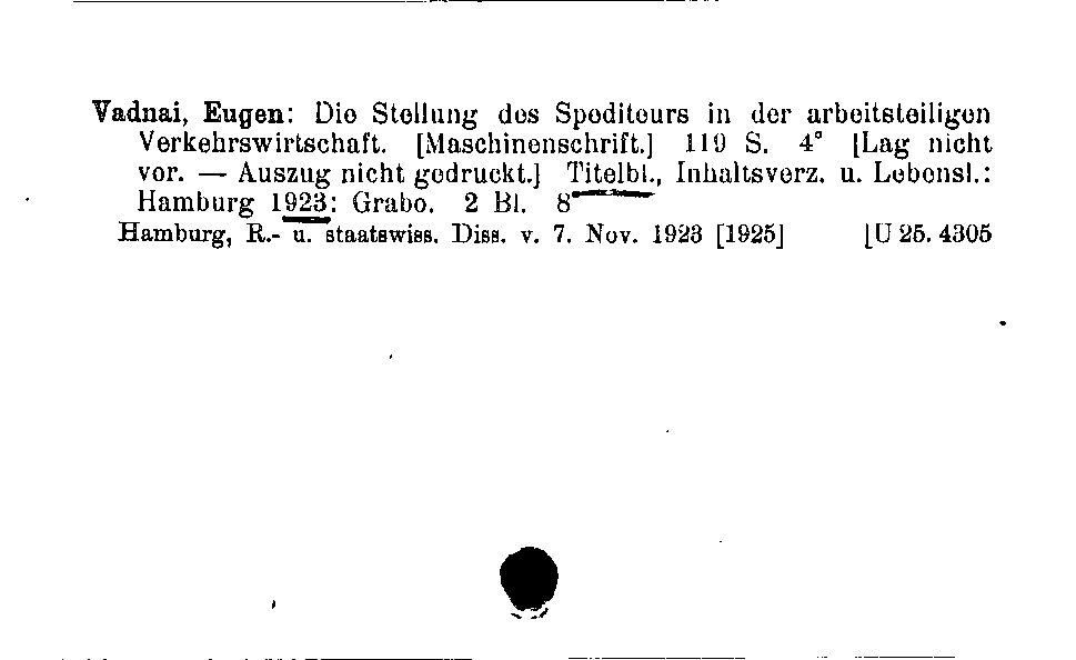 [Katalogkarte Dissertationenkatalog bis 1980]