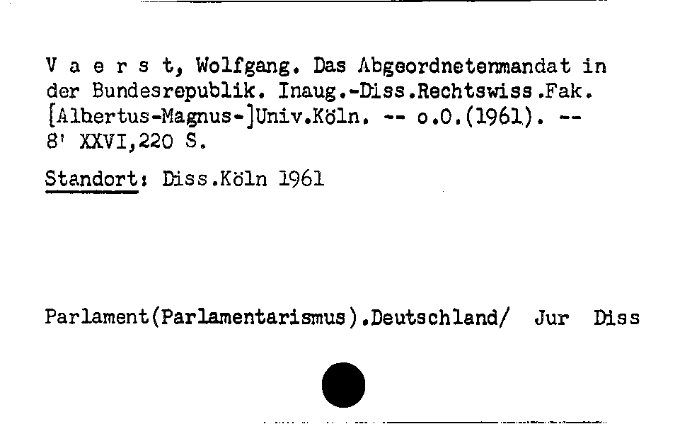 [Katalogkarte Dissertationenkatalog bis 1980]