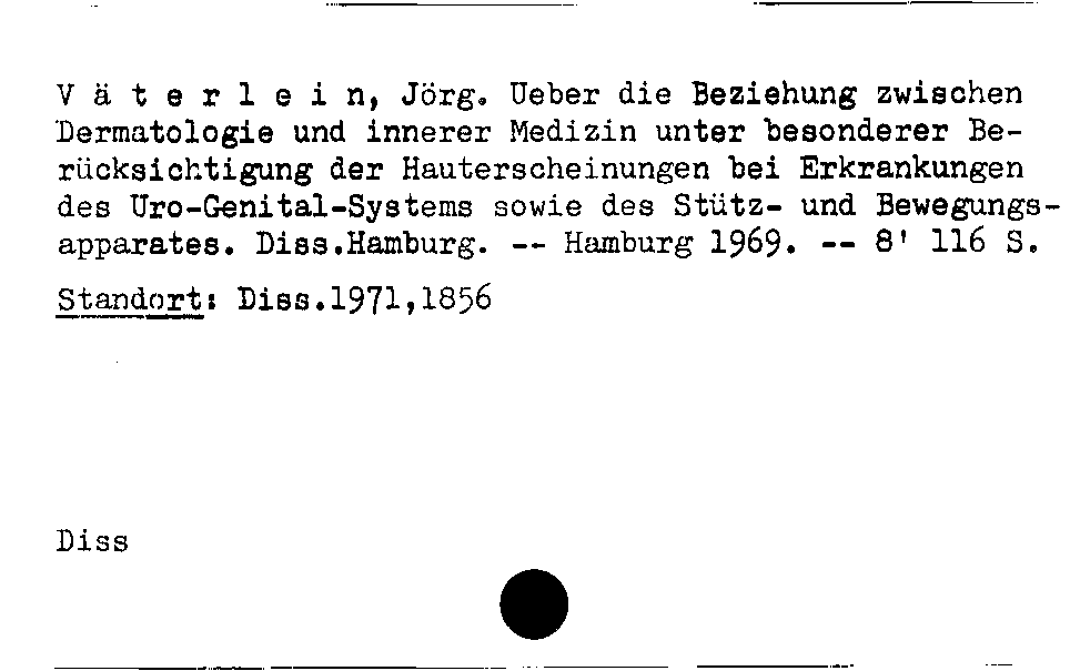 [Katalogkarte Dissertationenkatalog bis 1980]