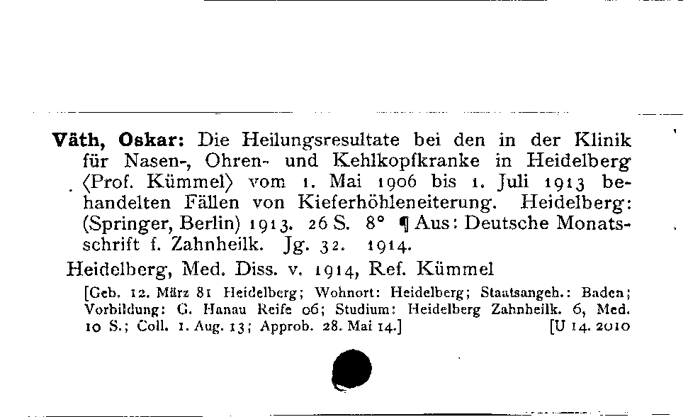 [Katalogkarte Dissertationenkatalog bis 1980]