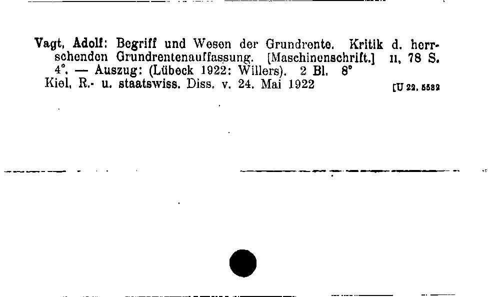 [Katalogkarte Dissertationenkatalog bis 1980]