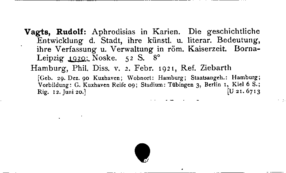 [Katalogkarte Dissertationenkatalog bis 1980]