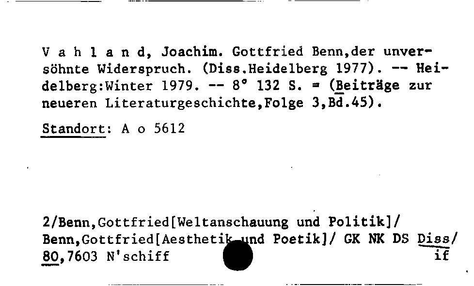 [Katalogkarte Dissertationenkatalog bis 1980]