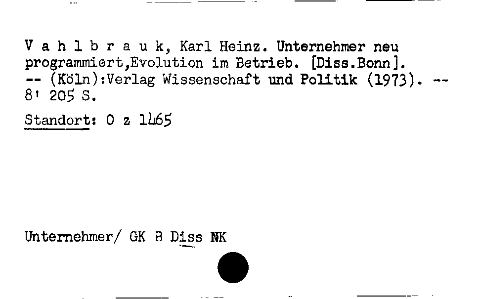 [Katalogkarte Dissertationenkatalog bis 1980]