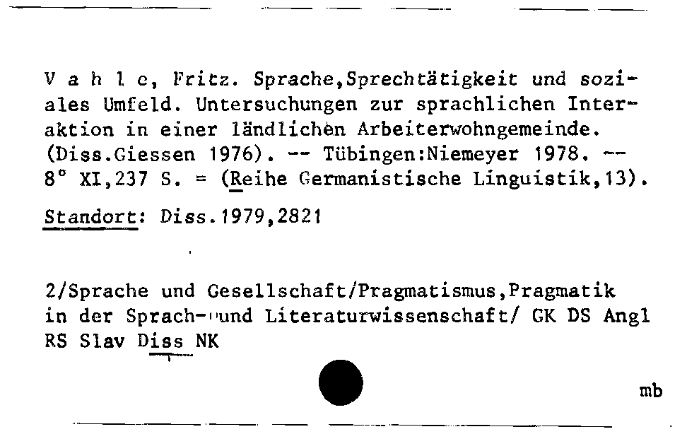 [Katalogkarte Dissertationenkatalog bis 1980]