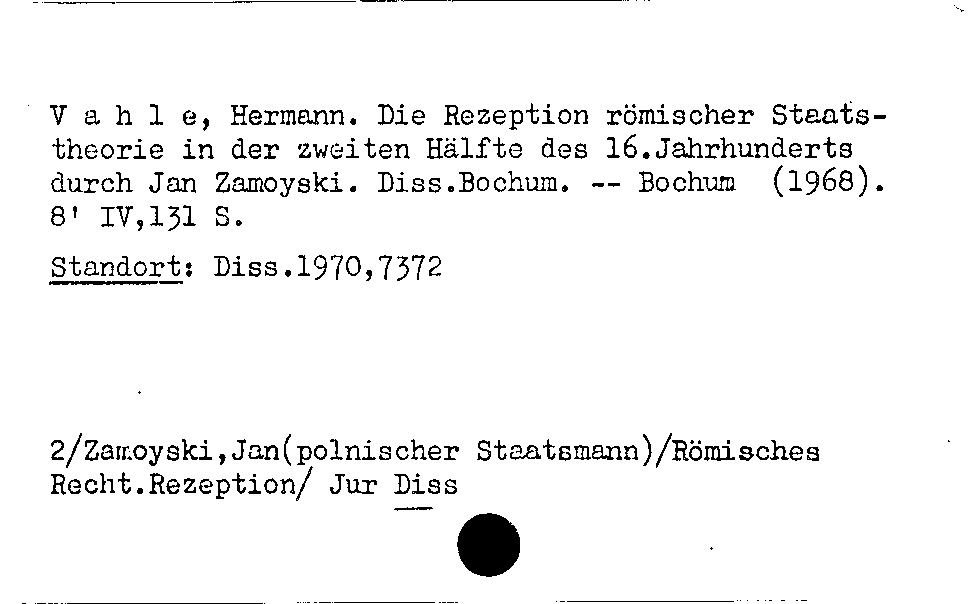 [Katalogkarte Dissertationenkatalog bis 1980]