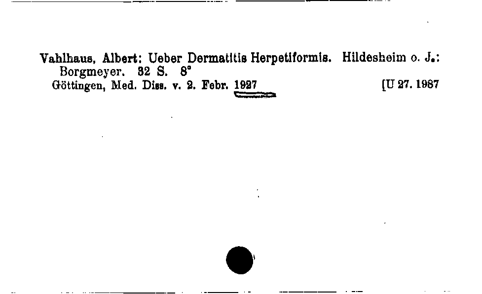 [Katalogkarte Dissertationenkatalog bis 1980]