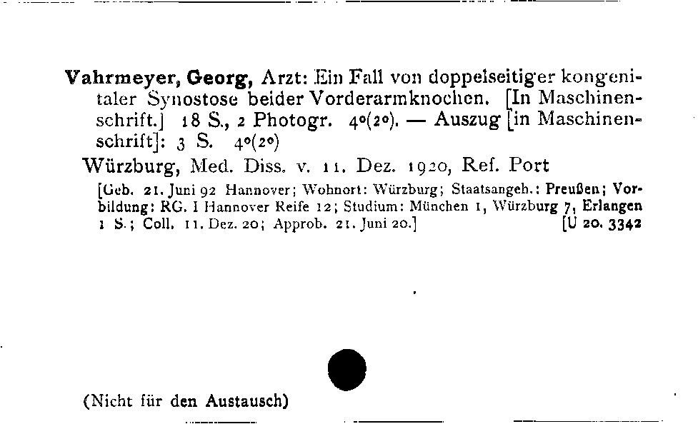 [Katalogkarte Dissertationenkatalog bis 1980]