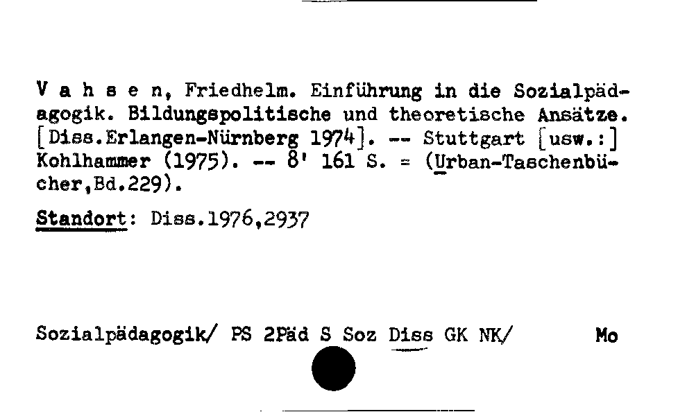 [Katalogkarte Dissertationenkatalog bis 1980]