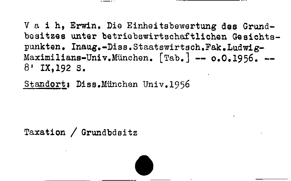 [Katalogkarte Dissertationenkatalog bis 1980]